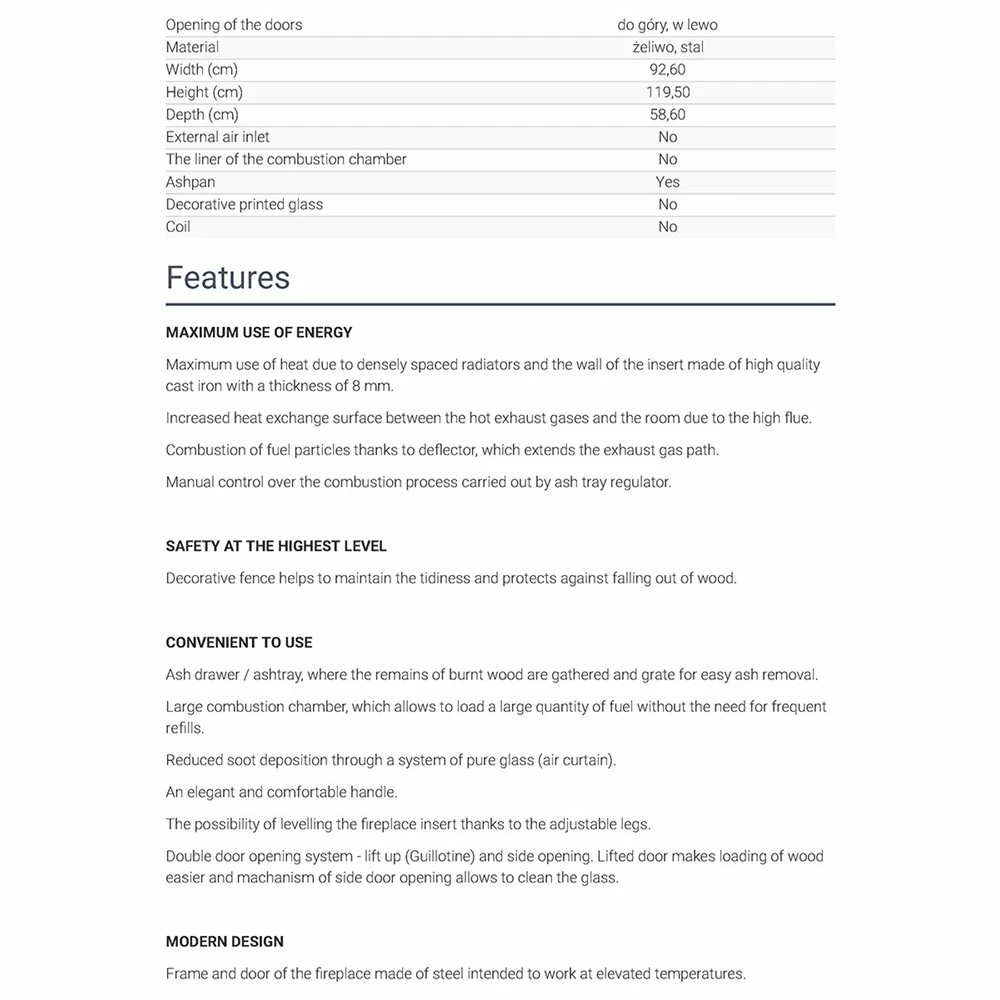 Ενεργειακό τζάκι μαντεμένιο με συρόμενη πόρτα δεξιά γωνία KRATKI OLIWIA/P/BS/G 18KW / 150-180m2 7 Ενεργειακό τζάκι μαντεμένιο με συρόμενη πόρτα δεξιά γωνία KRATKI OLIWIA/P/BS/G 18KW / 150-180m2 - Image 5