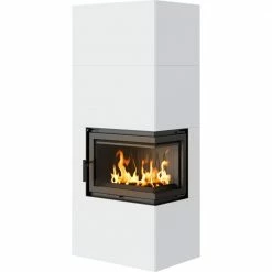Ενεργειακό τζάκι μαντεμένιο δεξιά γωνία KRATKI SIMPLE/BOX/P/S/BIANCO 8KW / 70-90m2