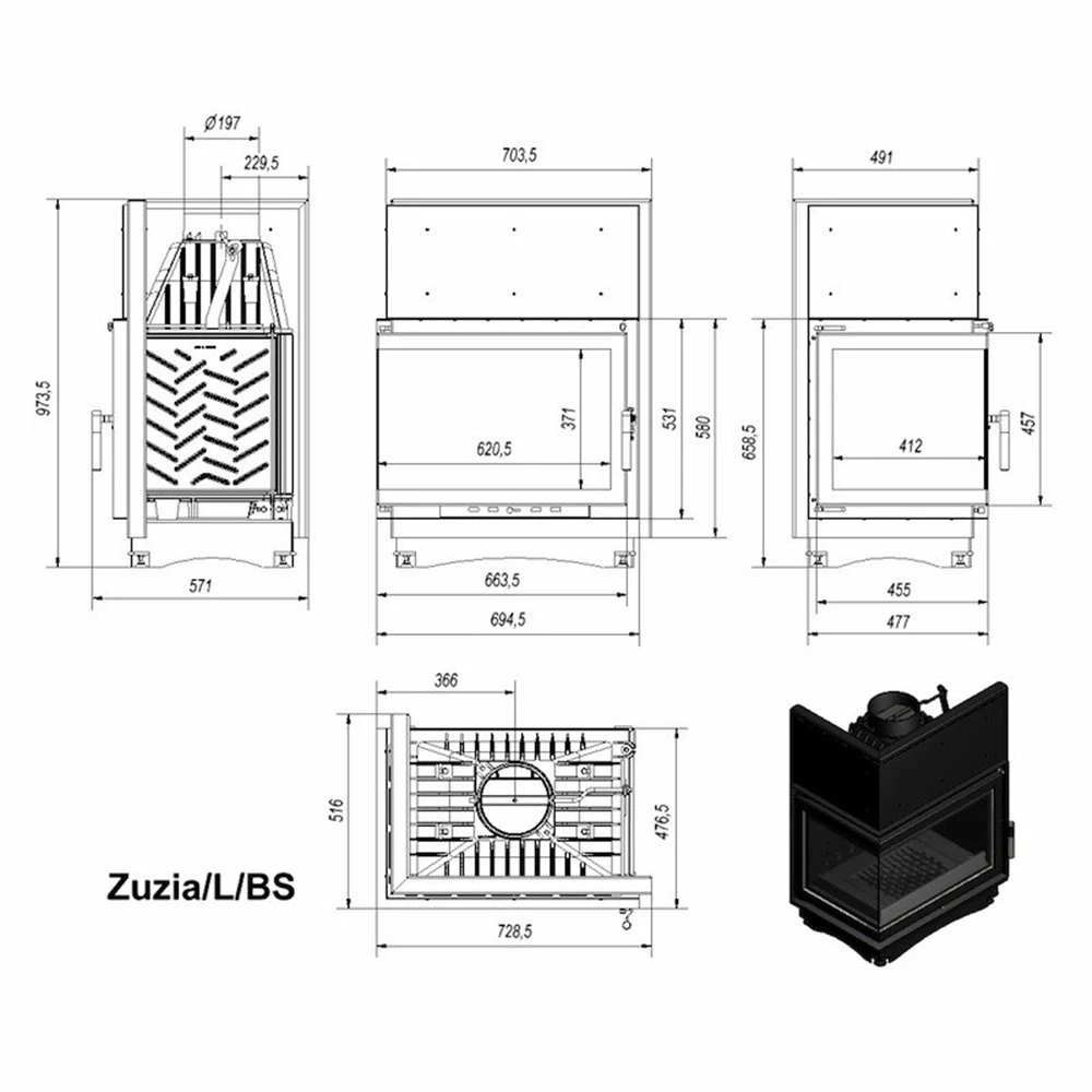 Ενεργειακό τζάκι μαντεμένιο αριστερή γωνία KRATKI ZUZIA/L/BS 16KW / 140-160m2 4 Ενεργειακό τζάκι μαντεμένιο αριστερή γωνία KRATKI ZUZIA/L/BS 16KW / 140-160m2 - Image 2