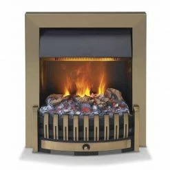 Ηλεκτρικό τζάκι δαπέδου ένθετο με θέρμανση Dimplex Danville Brass